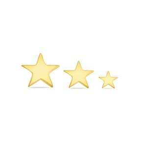14k Solid Yellow Rose White Star Stud, Piercing , Body Jewelry /threadless stud/ 25g threadless , 14g or 16g Threaded pins