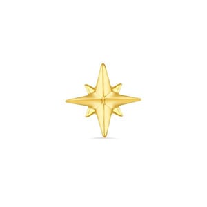 14k Solid Gold Star Stud Earring: Threadless Body Piercing