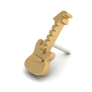 14k Solid Gold Electric Guitar Stud: Threadless Body Piercing