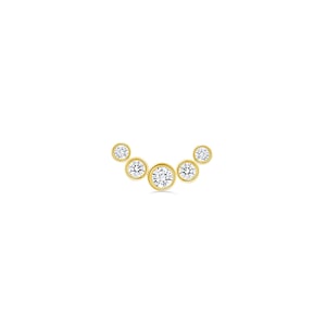 14K Solid Yellow Rose White Gold Bezel Set CZ Cluster ,Piercing, Body Jewelry, 25g Threadless pin
