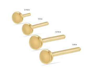 14K 18G Solid Yellow Rose White Gold Threadless Labret Post /flat backing/ for 25g threadless pin studs
