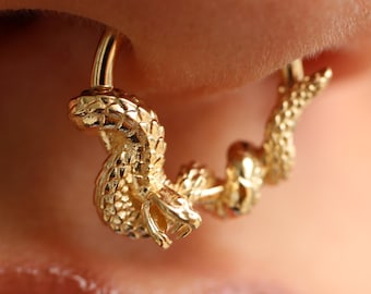 14k Solid Gold Rattlesnake Seamless Ring: Body Jewelry, Septum, Daith