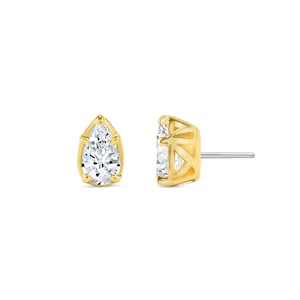 14k Solid Yellow Rose White Pear Prong Stud, Piercing, Body Jewelry /threadless stud/ 25g threadless , 14g or 16g Threaded pins