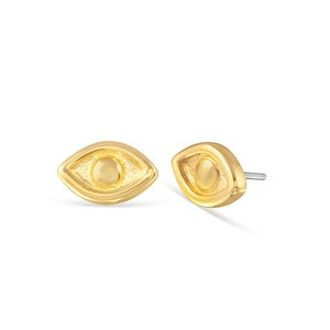 14k Solid Yellow Rose White Evil Eye Stud, Piercing , Body Jewelry /threadless stud/ 25g threadless , 14g or 16g Threaded pins