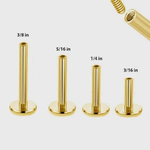 Złoty 14-karatowy kolczyk do wargi z gwintem wewnętrznym: biżuteria do ciała z płaskim tyłem