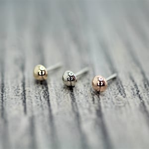 14K Solid Yellow Rose White Gold Half Ball , Dome End Piercing, Body Jewelry, 25g Threadless pin , 14g or 16g Internally Threaded pins