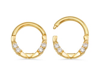14k Solid Gold Lauren Clicker: Daith, Septum, Tragus Hoop