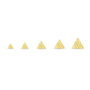14K Solid Yellow Rose White Gold Hammered Triangle Stud,Piercing, Body Jewelry, 25g Threadless pin, 14g or 16g Internally Threaded pin