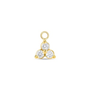 14K Solid Yellow Rose White Gold Charm Trinity for Piercing, Body Jewelry , Hoop, Daith, Conch, Lobe Seamless Ring