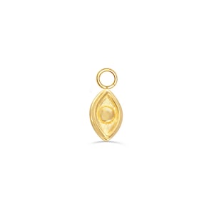 14K Solid Yellow Rose White Gold Charm Evil Eye for Piercing, Body Jewelry , Hoop, Daith, Conch, Lobe Seamless Ring