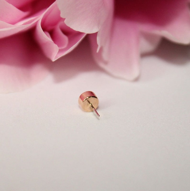 Body Jewelry Piercing 14g or 16g Internally Threaded pins 14K Solid Yellow Rose White Gold Bezel With Real Opal 25g Threadless pin