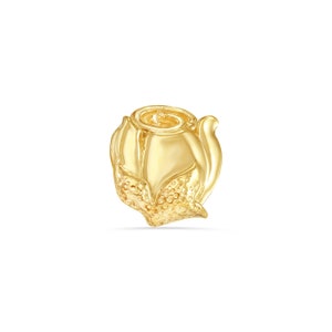 May include: A gold-colored rose bud charm. The rose bud is detailed with a textured surface and a slightly open bloom.