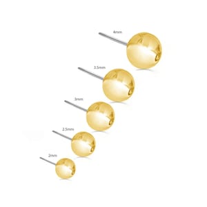 14K Solid Yellow Rose White Gold Ball/ Beads Stud ,Piercing, Body Jewelry, 25g Threadless pin , 14g or 16g Internally Threaded pins