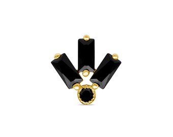 14k Gold Baguette Piercing: 25g Threadless, 14g/16g Threaded Pins