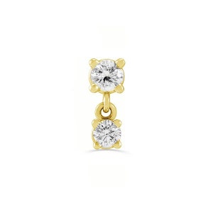 14k GOLD "Double Prong Dangle" (Yellow, Rose, White) Piercing  Body Jewelry 25g Threadless, 14g and 16g Threaded Pin