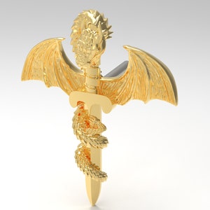 14k Gold Dragon Sword Stud: 25g/14g/16g Body Piercing