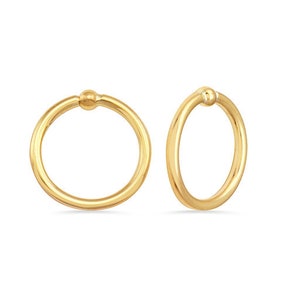 14k Solid Yellow Rose White Gold 3mm Fixed Captive Bead Seamless Ring Conch Helix Daith Septum Body Jewelry, Piercing