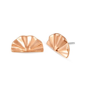 14K Solid Yellow Rose White Gold Fan, Helix Daith Conch Lobe Piercing, Body Jewelry, 25g Threadless pin, 14g or 16g Internally Threaded pins