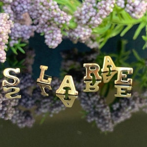 14K Solid Gold Alphabet Letters threadless stud ,Piercing, Body Jewelry / Flat Helix Tragus /threadless stud/ 25g Threadless pin
