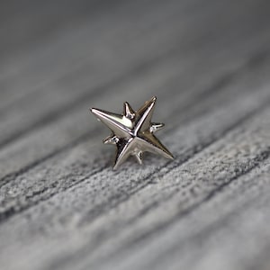 14k Yellow Rose White Solid Gold Kite, Star Body Jewelry 25g Threadless, 14g and 16g Threaded Pins