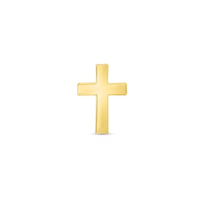 14k Solid Gold Cross Stud: Tragus, Helix, Conch Piercing