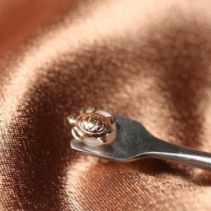 14k Solid Gold Turtle Stud Earring: Threadless/Threaded Body Jewelry