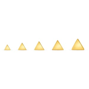 14K Solid Yellow Rose White Gold  Mirror Polished Flat Triangle  End ,Piercing, Body Jewelry / threadless stud/25g Threadless pin