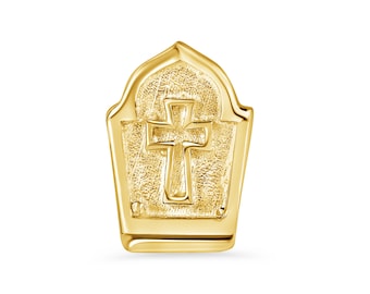 14k Solid Gold Gravestone Stud: Spooky Halloween Body Jewelry