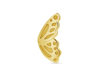 14k Gold Butterfly Wing Stud: 25g Threadless Body Jewelry