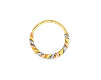 14k Solid Gold Seamless Ring Queen / Daith, Helix, Conch, Septum, Tragus Body Jewelry/