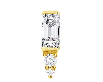 14k Gold Leanna Bar Stud: White CZ Body Piercing (25g/14g/16g Pins)