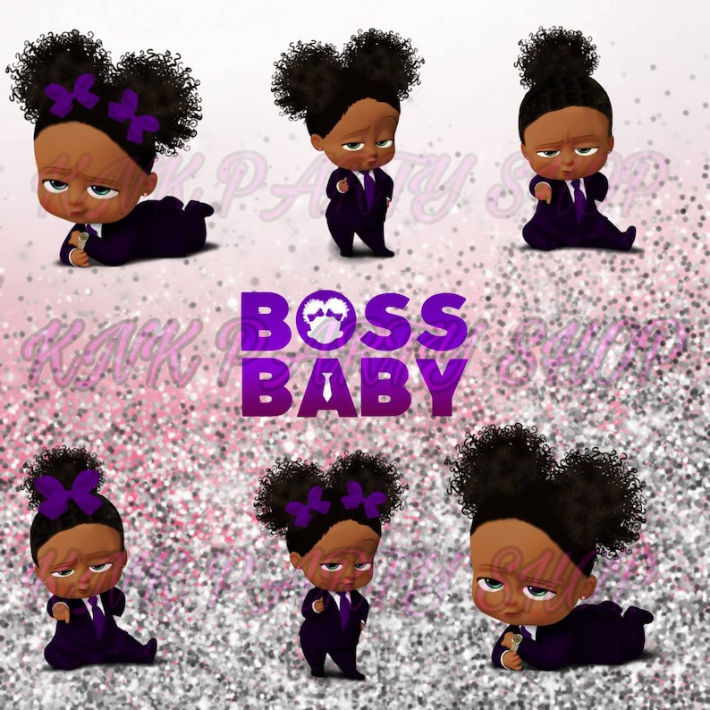 Download African American Sassy Boss Baby Girl Purple Light Skin Clip Art Art Collectibles