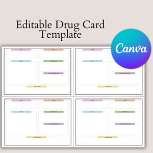 Cartes flash de carte de médicament - Modèle modifiable - Cartes flash de pharmacologie - Entièrement modifiable