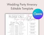 Editable Wedding Itinerary Template – Canva Digital Download