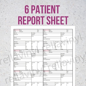 6 Patient Nurse Report Sheet - Great for Med/Surg! - Instant Download - Nurse Brains - Nurse Tools