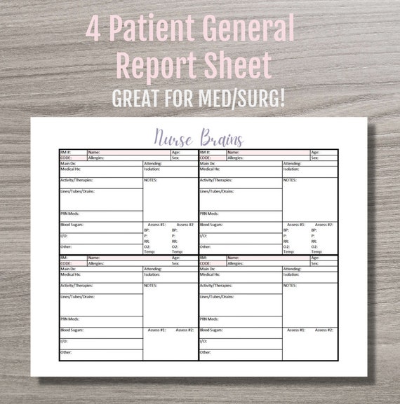 Med Surg Nursing Worksheet Pdf Shift Report Template Nursing Report