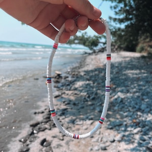 Surfer Clay Bead Preppy Necklace | Summer Outerbanks style Chocker | Summer I turned pretty Necklace | Beach girl choker