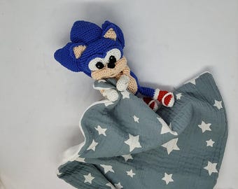 Crocheted Sonic doll cuddly toy