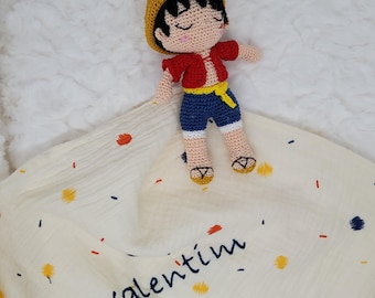 Crocheted Luffy doll blanket