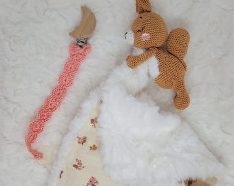 squirrel swaddle blanket and pacifier clip