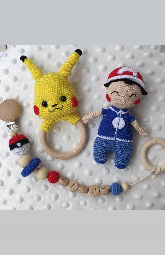 Pokemon Baby Gift Box Pikachu And Sacha In Cotton And Wood Etsy