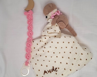 snail swaddle blanket with pacifier clip