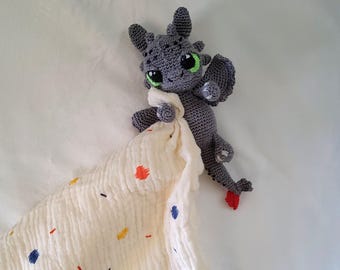 Crocheted Toothless dragon swaddle blanket