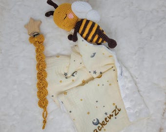 snail swaddle blanket with pacifier clip