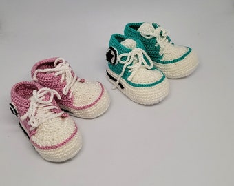 High-top sneaker-style baby booties