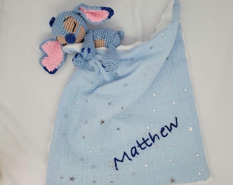 Soft blanket with crocheted stitch, ideal for birth gifts, newborn photo sessions, baby room decoration...