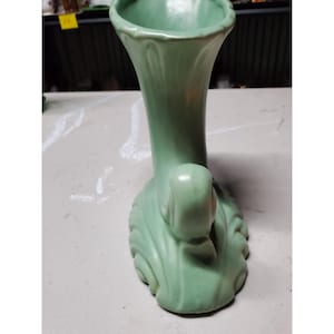 Haeger Cornucopia Vase Circa 1940's Light Blue Turquoise Matte Glaze