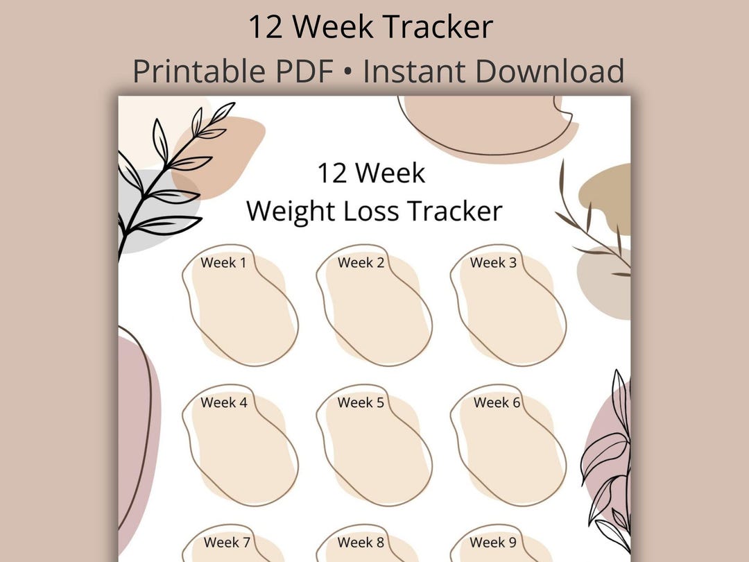 12 Week Weight Loss Planner Printable | Neutral Feminine Progress ...