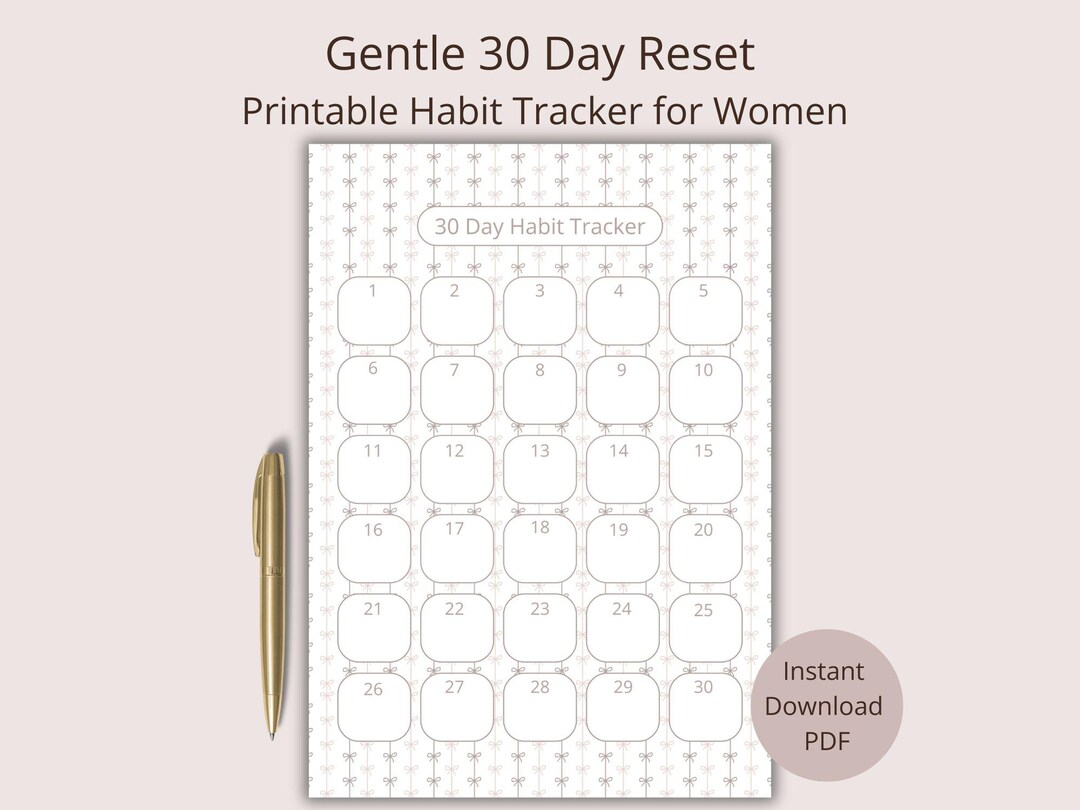 30 Day Reset Planner Printable for Women | Habit Tracker PDF | Gentle ...