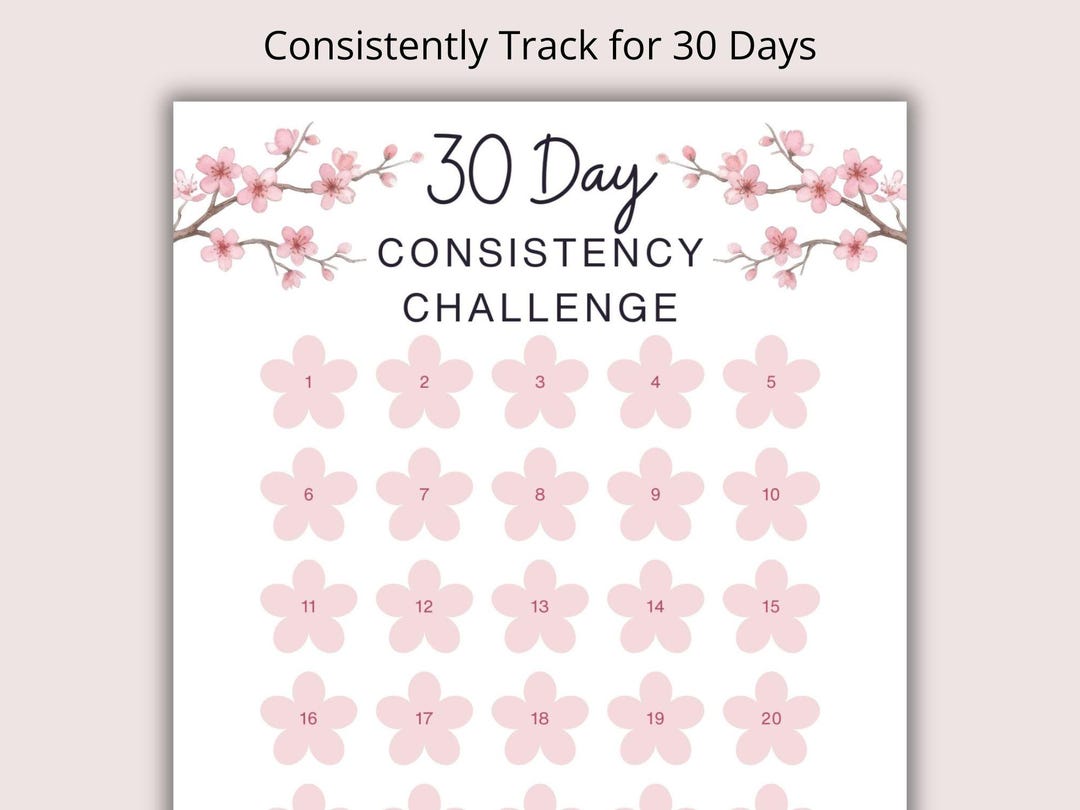 Consitency Chart 30 Day Consistency Tracker Printable | Habit Tracker | Weight Loss ...
